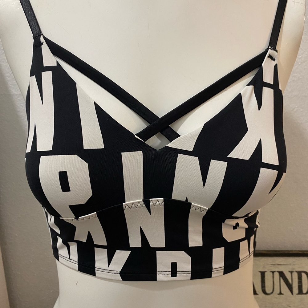 Victoria’s Secret PINK Ultimate Black White Logo Unlined Sports Bra, Size XSmall